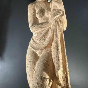 ALPHONSE DARVILLE "draped nude woman" terracotta sculpture, unique piece, 1959