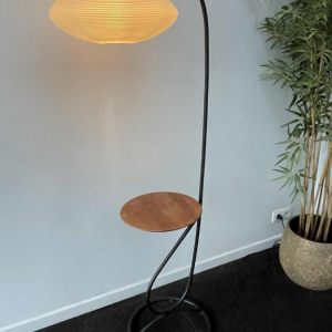 Mathieu Matégot (attributed), floor lamp ( lamp & table ) tubular metal, ca 1960