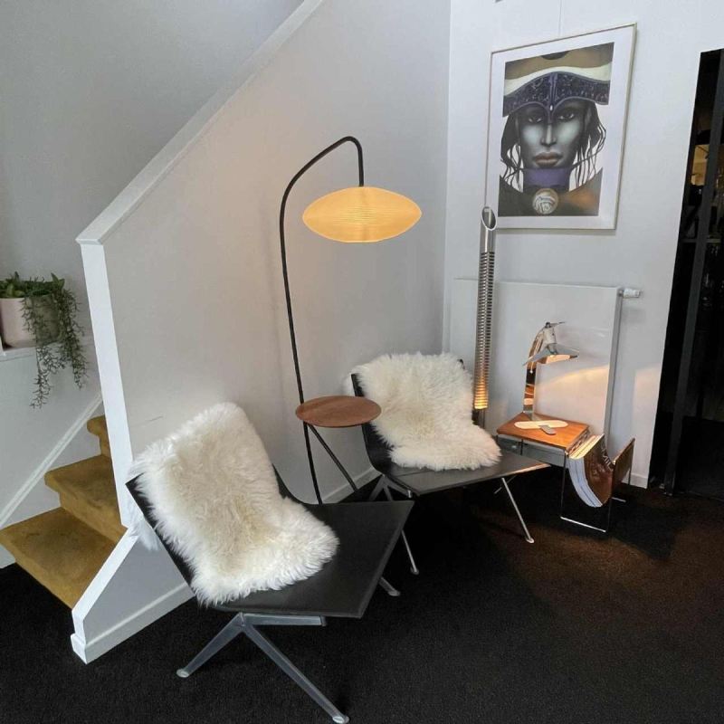 Mathieu Matégot (toegeschreven), staande lamp (lamp & tafel) buisvormig metaal