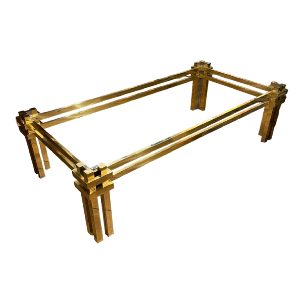 ROMEO REGA, brass & chrome coffee table, Italian design Hollywood Regency 1970s