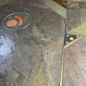 PAUL KINGMA, Table basse modulable brutaliste, pierre & laiton, re´glable 1970s