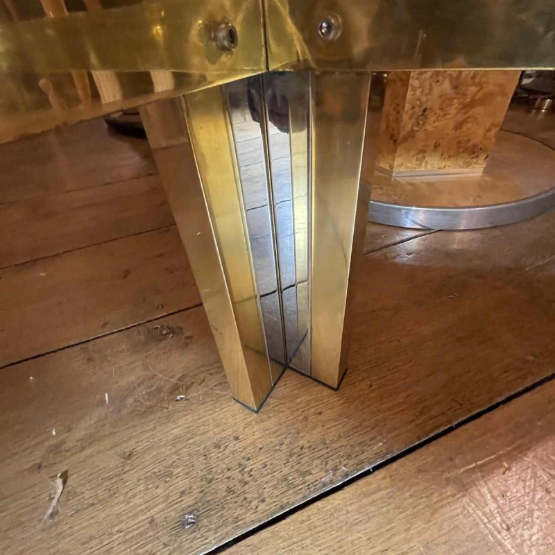 ROMEO REGA, messing & chromen salontafel italiaans ontwerp Hollywood Regency 70s