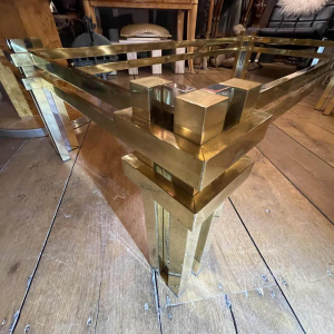 ROMEO REGA, brass & chrome coffee table, Italian design Hollywood Regency 1970s