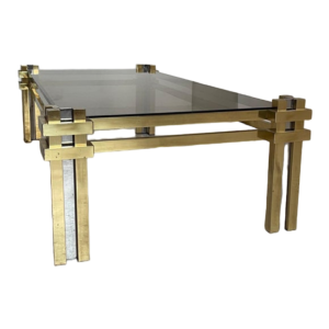 ROMEO REGA, messing & chromen salontafel italiaans ontwerp Hollywood Regency 70s