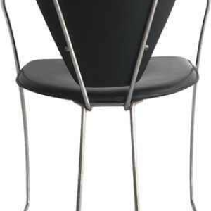 Set de 4 chaises vintage, acier chromé & skaï noir, Design italien 80s