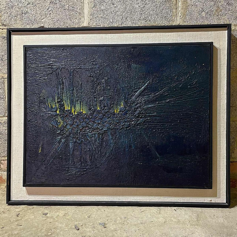 MACKOWIAK ERWIN, tableau abstrait belge, peintre huile sur panneau, ca 1960