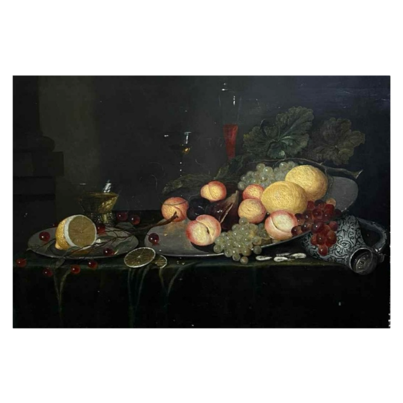 Tableau "Nature morte aux fruits" huile sur panneau, 19ème siècle (style 17ème)