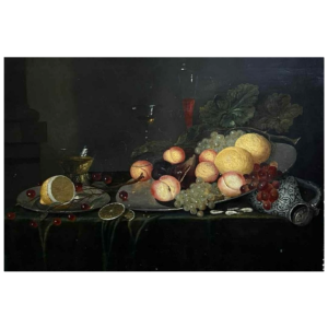 Tableau "Nature morte aux fruits" huile sur panneau, 19ème siècle (style 17ème)