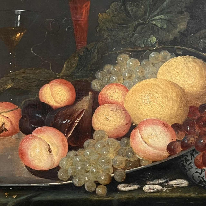 Painting "Still life with fruits" oil on panel, 19th century (style 17th)