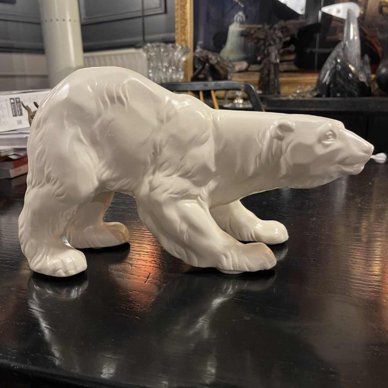 Polar bear, Art Deco ceramic sculpture, circa 1930