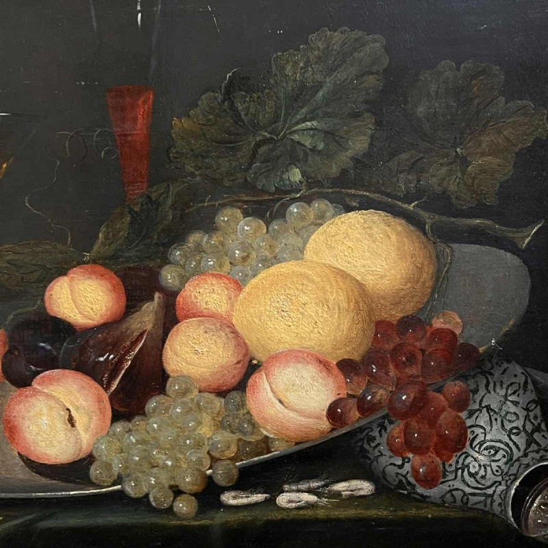 Tableau "Nature morte aux fruits" huile sur panneau, 19ème siècle (style 17ème)