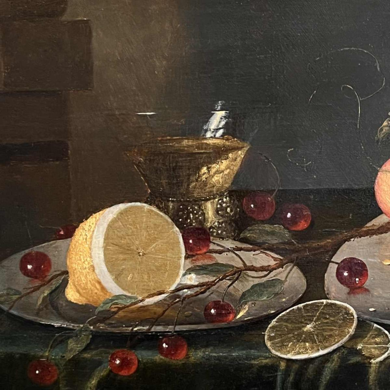 Painting "Still life with fruits" oil on panel, 19th century (style 17th)