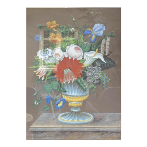 "Bouquet de fleurs" tableau nature morte, gouache sur papier, ca 1830