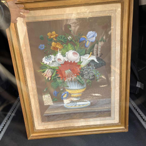 ‘Bunch of flowers’ still life painting, gouache on paper, ca 1830