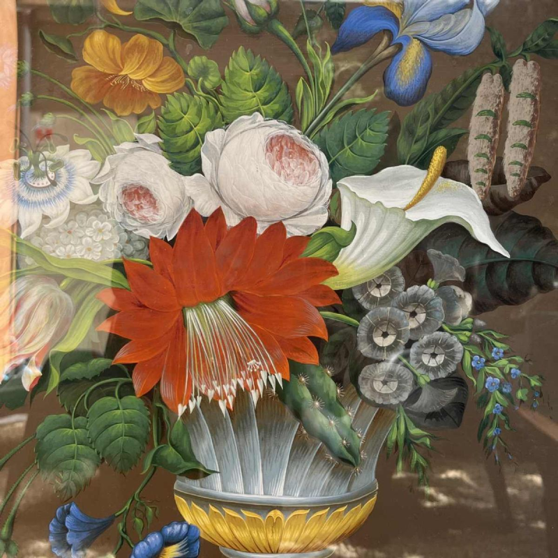 "Bouquet de fleurs" tableau nature morte, gouache sur papier, ca 1830