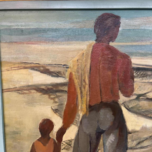 FLORY ROLAND 'Return from fishing' painting, oil on panel, ca 1945