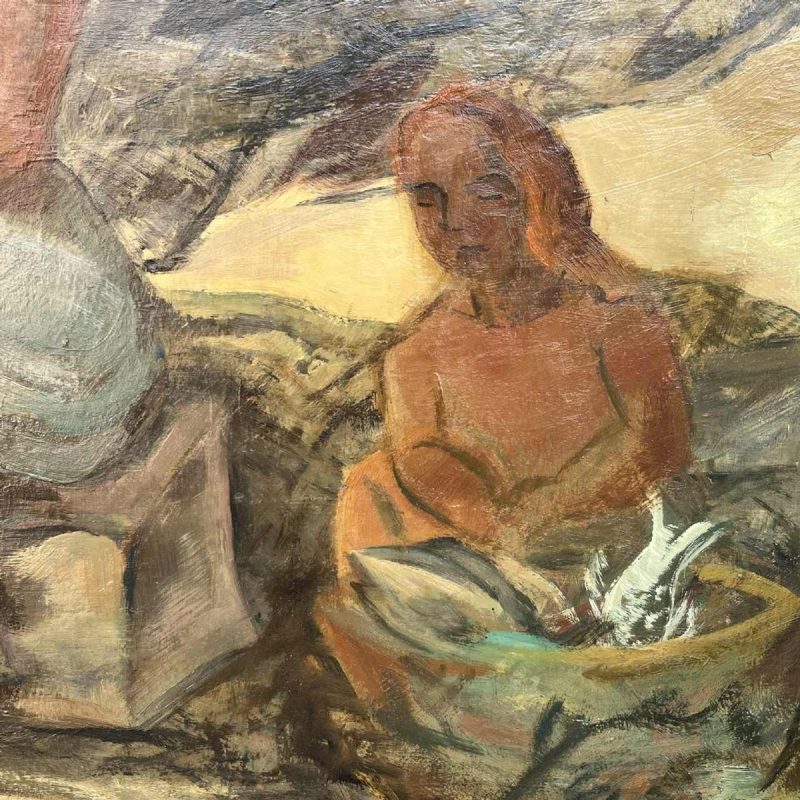 FLORY ROLAND 'Terugkeer van vissen' schilderij, olieverf op paneel, ca 1945