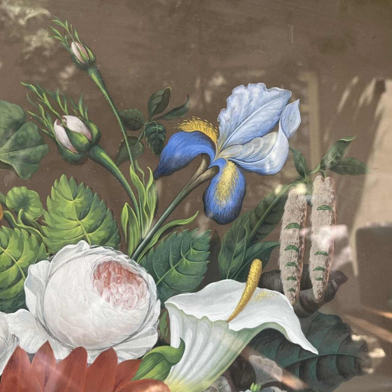 “Boeket bloemen” stilleven, schilderij gouache op papier, ca 1830