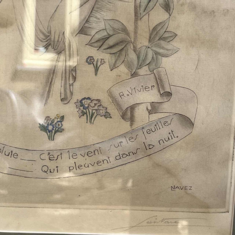 Leon NAVEZ door Jean NAVEZ "R Vivier & A Marin" paar Art Deco gravures aquatint