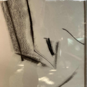 GEORGES DE VLAMYNCK "Abstract naakt" schilderij / gemengde techniek op papier, krijt en houtskool