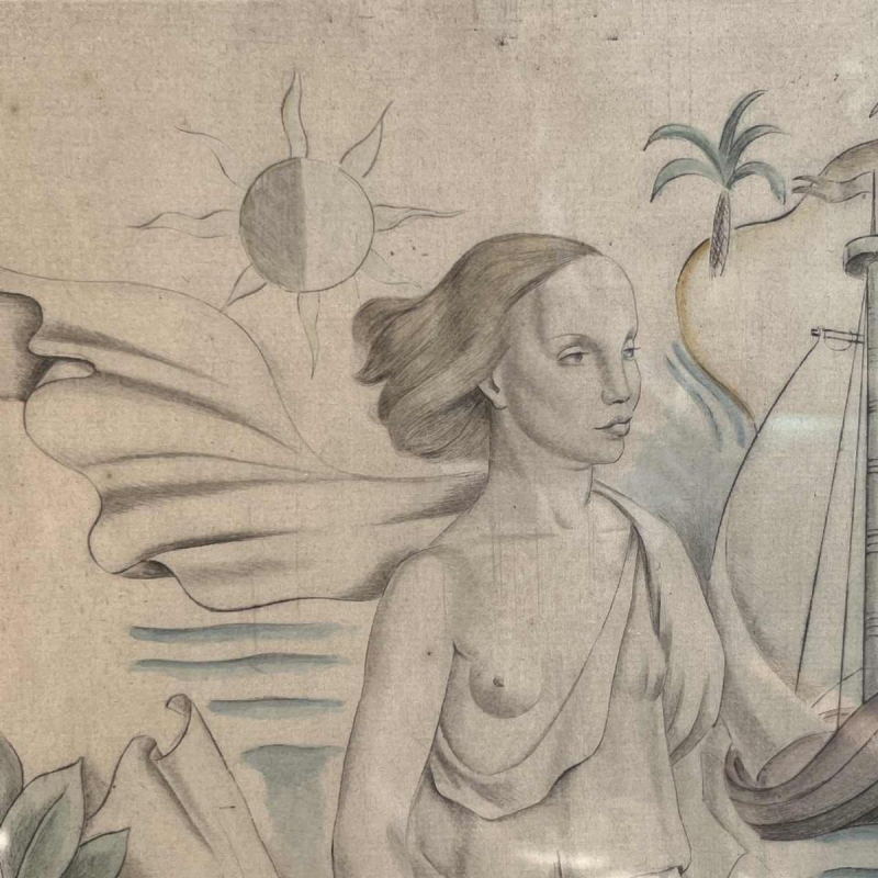 Leon NAVEZ by Jean NAVEZ "R Vivier & A Marin" pair of Art Deco engravings aquatint