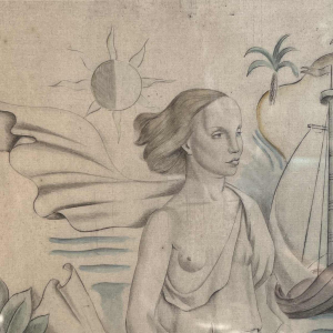 Leon NAVEZ by Jean NAVEZ "R Vivier & A Marin" pair of Art Deco engravings aquatint