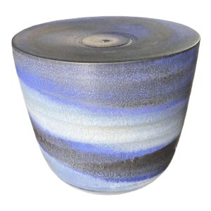 ANTONIO LAMPECCO, blue ceramic vase, subtle veiled glaze, ca 1970