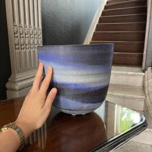ANTONIO LAMPECCO, blue ceramic vase, subtle veiled glaze, ca 1970