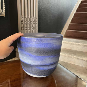 ANTONIO LAMPECCO, blue ceramic vase, subtle veiled glaze, ca 1970