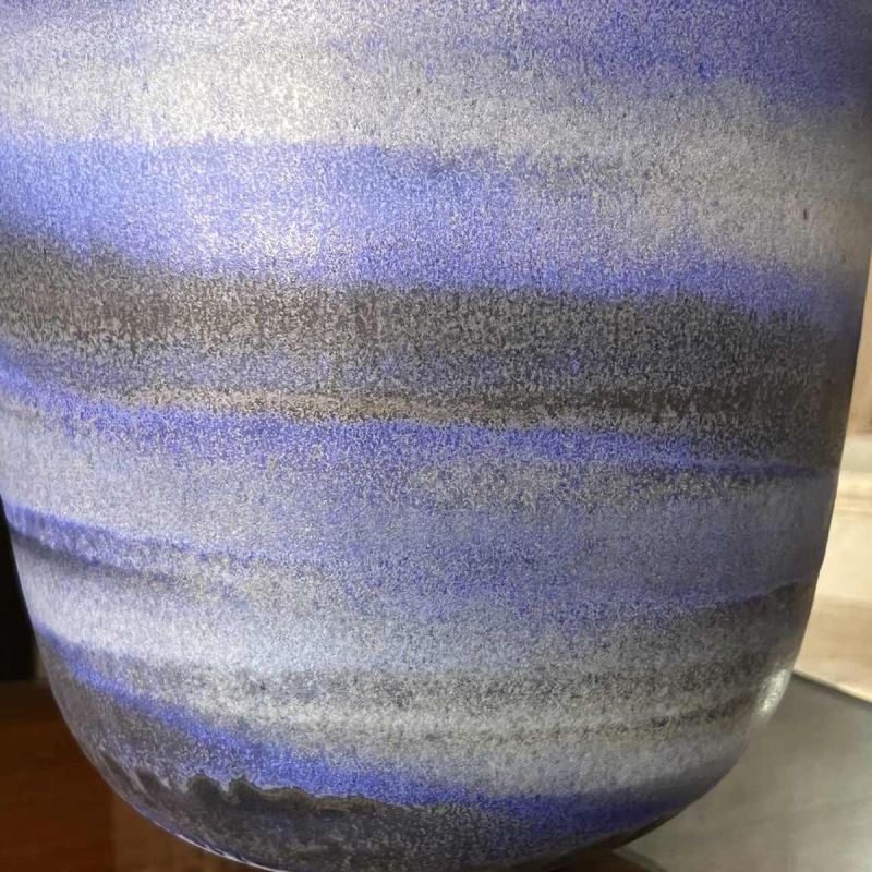 ANTONIO LAMPECCO, blue ceramic vase, subtle veiled glaze, ca 1970