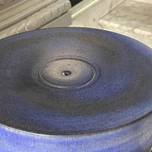 ANTONIO LAMPECCO, blue ceramic vase, subtle veiled glaze, ca 1970