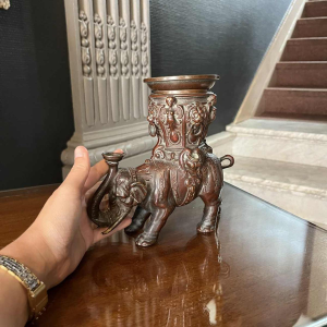 Aziatische bronzen wierookbrander, olifant sculptuur, vroeg 19e eeuw