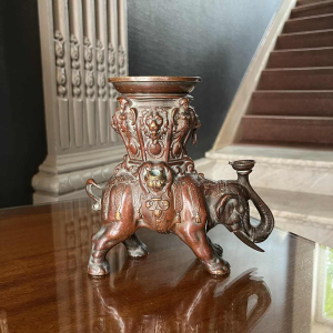 Asian bronze incense burner, elephant sculpture, early 19th century