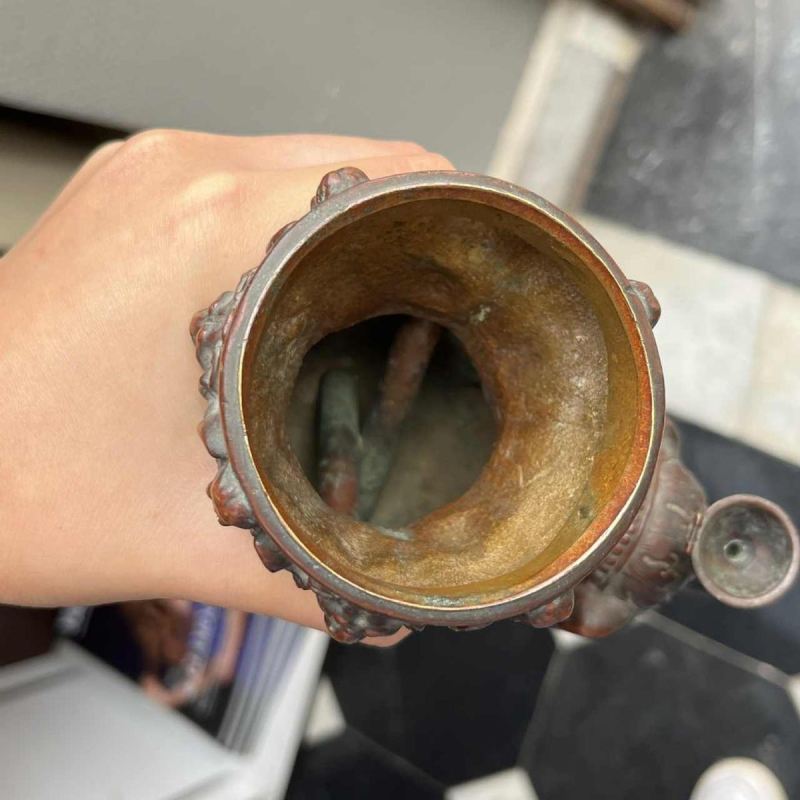 Aziatische bronzen wierookbrander, olifant sculptuur, vroeg 19e eeuw