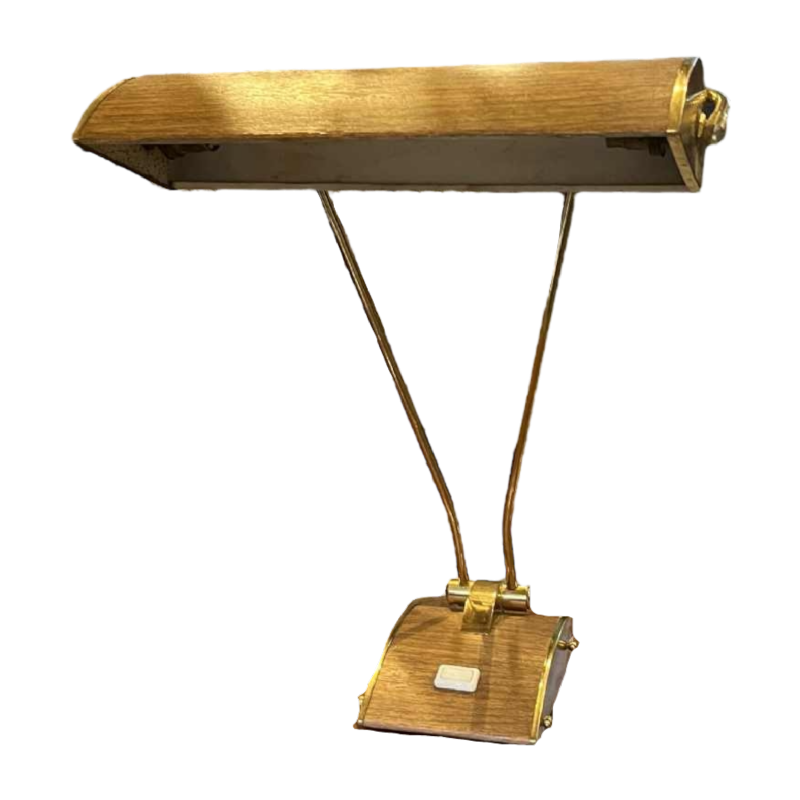 EILEEN GRAY JUMO Lampe à poser ou de bureau (doré & brun), design moderniste, ca 1945