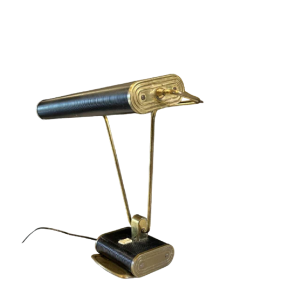 EILEEN GRAY / JUMO N71 Tafel- of bureaulamp (goud & zwart), modernistisch ontwerp, ca 1945