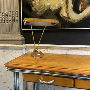 EILEEN GRAY JUMO Lampe à poser ou de bureau (doré & brun), design moderniste, ca 1945