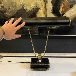 EILEEN GRAY / JUMO N71 Table or desk lamp (gold & black), modernist design, ca 1945