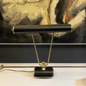 EILEEN GRAY / JUMO N71 Tafel- of bureaulamp (goud & zwart), modernistisch ontwerp, ca 1945