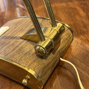 EILEEN GRAY JUMO Table or desk lamp (gold & brown), modernist design, ca 1945