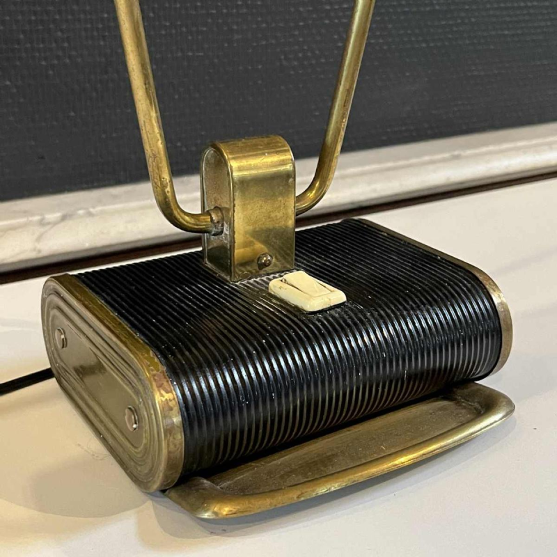 EILEEN GRAY / JUMO N71 Table or desk lamp (gold & black), modernist design, ca 1945