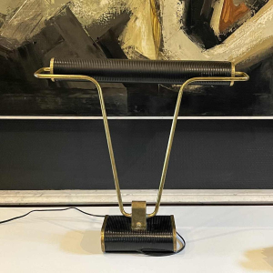 EILEEN GRAY / JUMO N71 Table or desk lamp (gold & black), modernist design, ca 1945