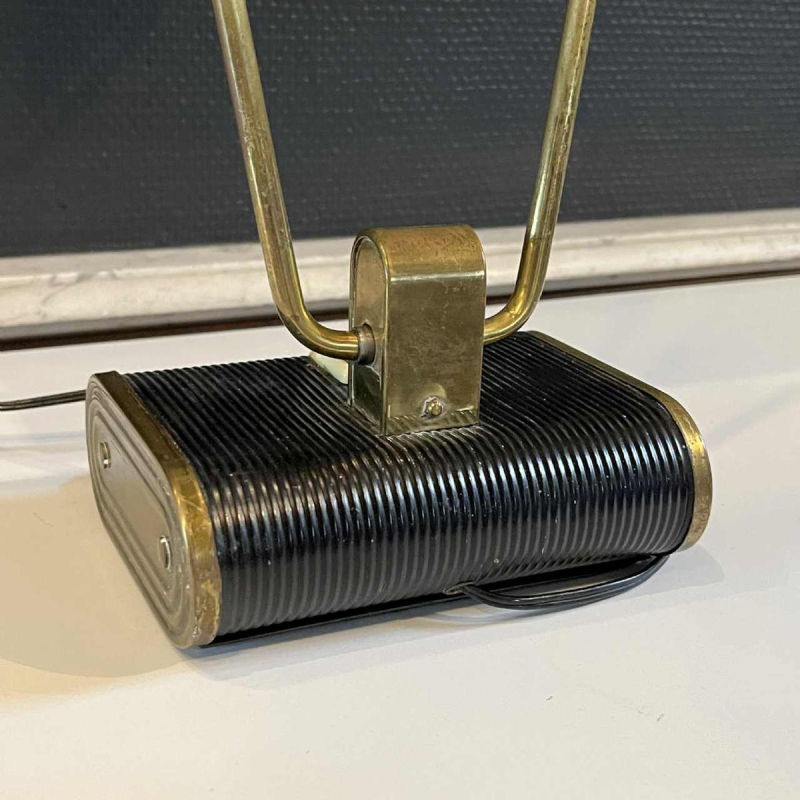 EILEEN GRAY / JUMO N71 Table or desk lamp (gold & black), modernist design, ca 1945