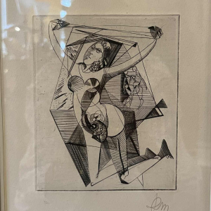 RENÉ MELS (Meulemans) ingelijste set van 2 x abstract expressionistische etsen, ca 1945