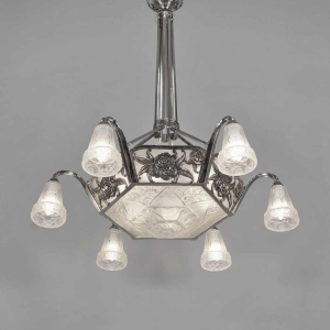 OLLIER & Hanots : grand lustre art déco, France 1930