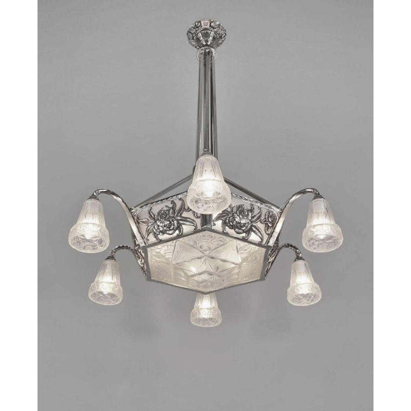 Ollier & Hanots : French art deco chandelier ... 1930 France