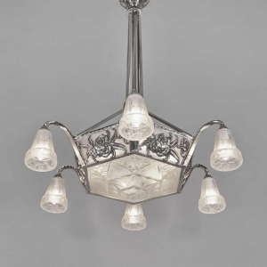 Ollier & Hanots : French art deco chandelier ... 1930 France