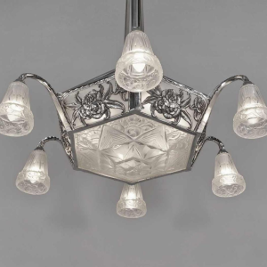 OLLIER & Hanots : grand lustre art déco, France 1930