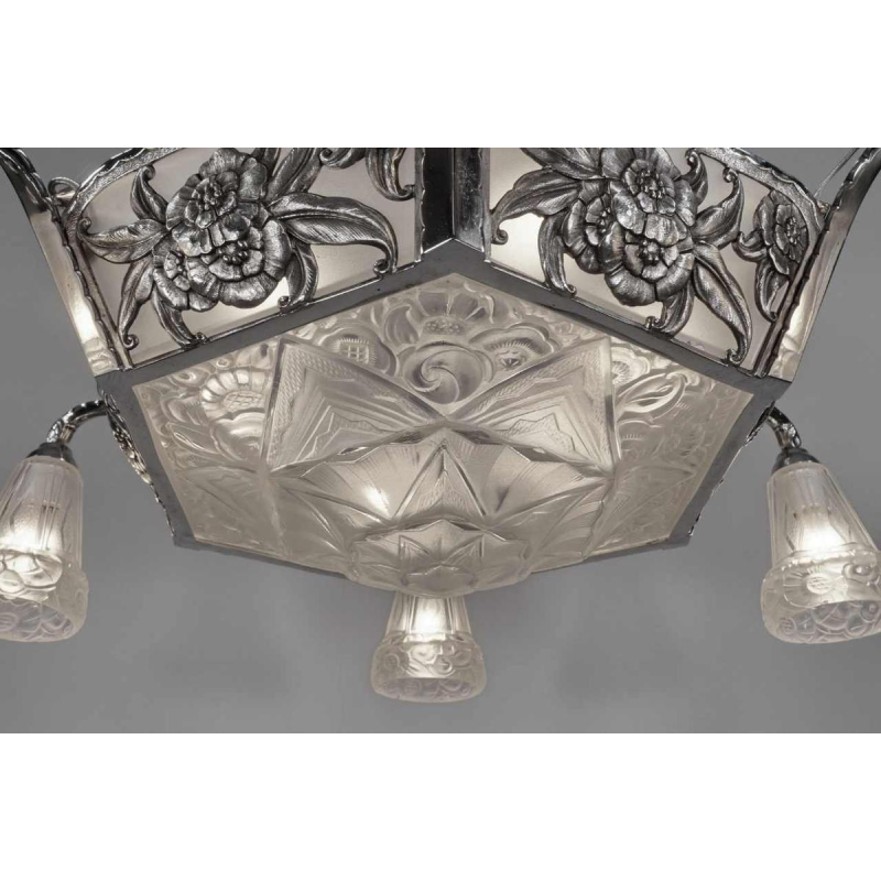 Ollier & Hanots : French art deco chandelier ... 1930 France