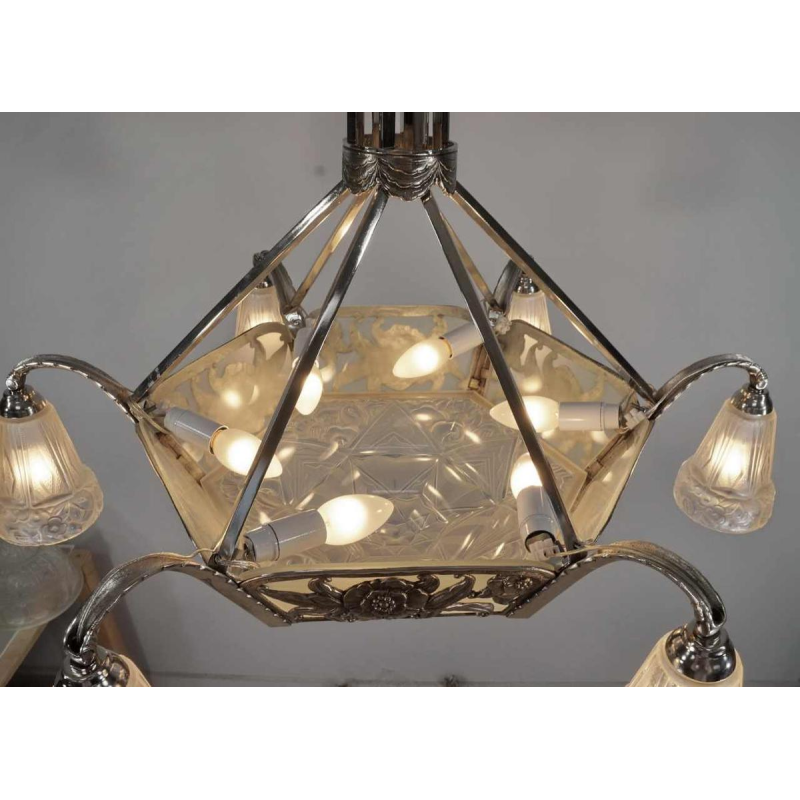 Ollier & Hanots : French art deco chandelier ... 1930 France